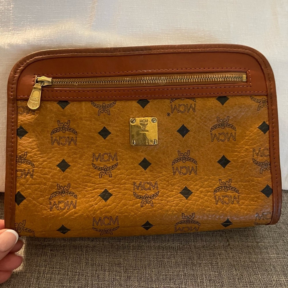 MCM Brown and Black Clutch